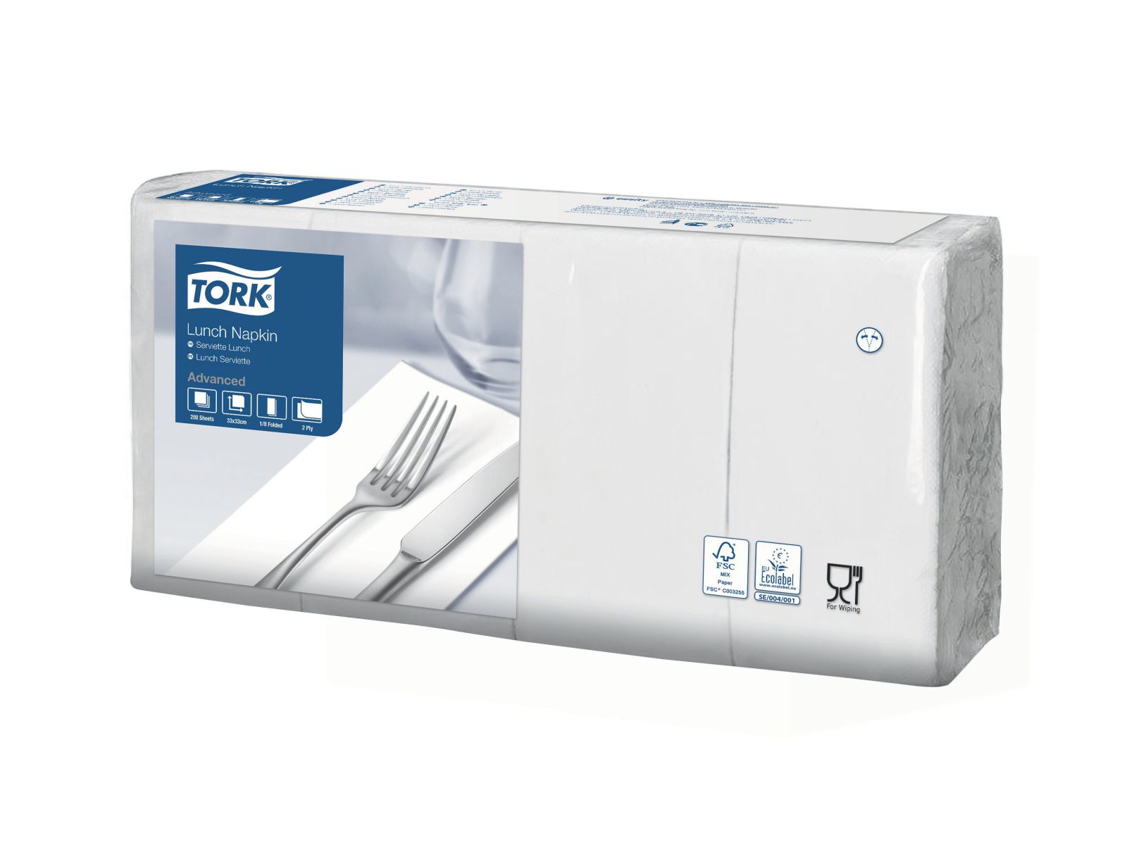Serwetka Tork 33x33 Biała Obiadowa 477402 Karton 2000 serwetek (10 x 200) Złożona w 1/8
